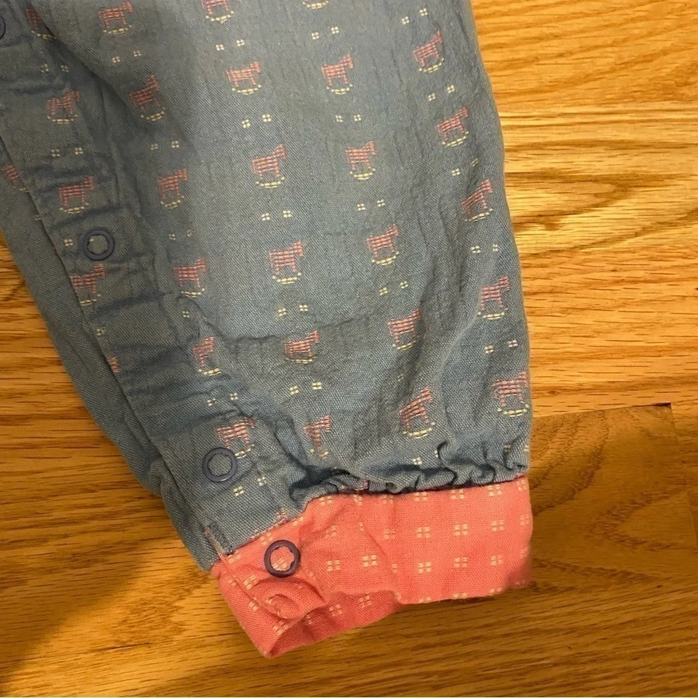 Vintage Oshkosh Denim Overalls Bow 24 mos Vestpak V-back Pink Made in USA